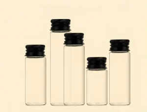 22mm Clear Glass Bottle with Aluminum Lid for Medicine Powder Ink and Pill Packaging