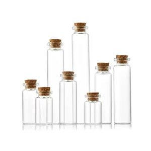 22mm Mini Clear Glass Cylinder Vial, 5ml-30ml, Cork Sealed, for Candy