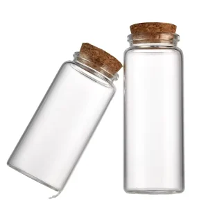 22mm Straight Transparent Glass Jar with Cork Lid Non toxic for Kitchen Food Storage