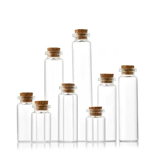 22mm clear Tube Glass Vial with Cork Stopper for Food Packaging wishing Small Drift Bottle Vials in 5ml 8ml 10ml 15ml 20ml 30ml