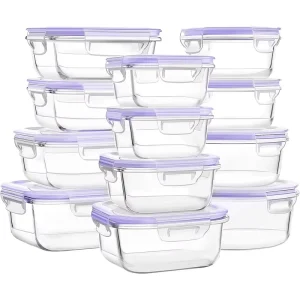 24-Piece Glass Food Container and Crisper Set