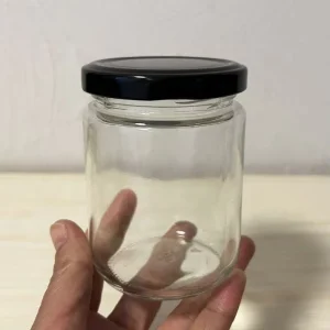 240ml 8oz Round Glass Straight Sided Food Storage Jar Spice Container Jelly Jam Honey Canning Bottle with Black Metal Lid