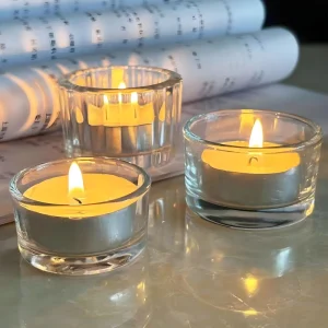 24oz Clear Glass Jars 3 Wick Candle Jars Luxury Glass Candle Jar Bamboo Glass Candle Holders Large Candle Vessels Candle Cups