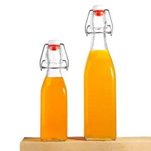 250 ml 500 ml 1000 ml Square Clear Empty Beer Juice Glass Bottles with Swing Top