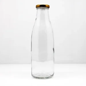 250Ml 300Ml 500Ml 750Ml 1L Clear Glass Juice Bottle Glass Milk Bottle With Metal Lid Beverage Bottle