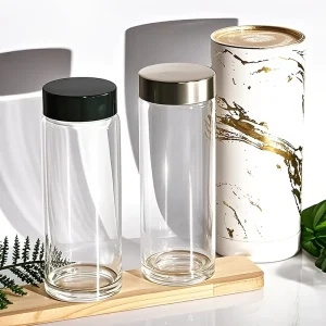 250ml 300ml 350ml 400ml 500ml 750ml 800ml clear Round Voss Drinking Glass Water Bottle with Screw Cover