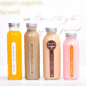 250ml 300ml 350ml 500ml Round Beverage Glass Bottle with Screw Cap and Screen Printing
