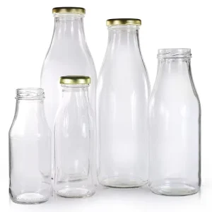 250ml 300ml 500ml 12oz 16oz Clear Glass Beverage Bottles With Lids Juice Packaging Bottles