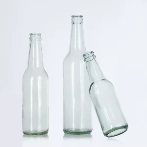 250ml 330ml 500ml Custom Label Amber Clear Carbonated Juice Empty Glass Beer Bottle with Crown Cap
