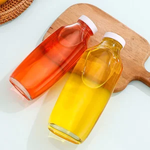 250ml 350ml 500ml Clear Glass Beverage Bottles with Screw Lids for Juice Milk and Tea
