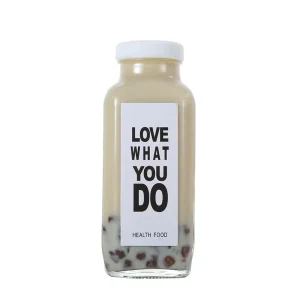 250ml 350ml 500ml French Square Glass Bottles for Milk Tea, Beverages, and Juice with Lid