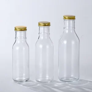 250ml 350ml 500ml Round Clear Glass Beverage Bottles with Screw Cap