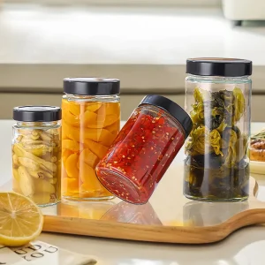 250ml 350ml 500ml Round Glass Canning Jars with Silver Lids