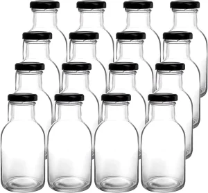 250ml 350ml 500ml uicing Containers Kombucha Liquid Water Glass Stout Flint Bottles with Black Plastic Lid