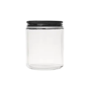 250ml 4oz 8oz 14oz Wide Mouth Clear Amber Food and Candle Glass Jar, Straight-Sided, with Black Screw Cap