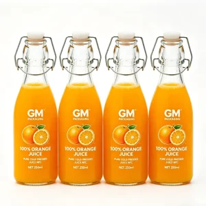 250ml 500ml 1L Custom Empty Water Juice Wine Glass Beverage Bottles with Seal Flip Caps for Home Brewing Kombucha