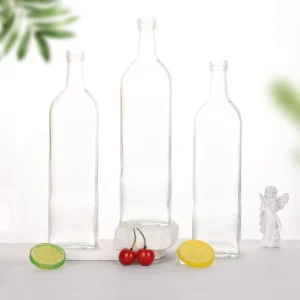 250ml 500ml 750ml 1000ml Clear Square Empty Olive Oil Glass Bottle for Kitchen Sauce and Olive Oil