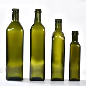 250ml 500ml 750ml 1000ml Transparent Green Glass Bottle With Aluminum Lid For Oil