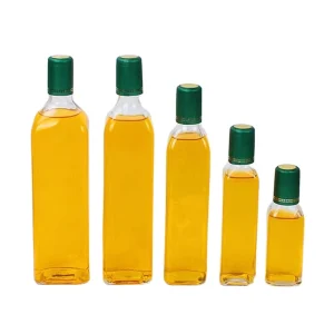 250ml 500ml 750ml 1L Clear Square Glass Olive Oil Storage Bottle With Cap
