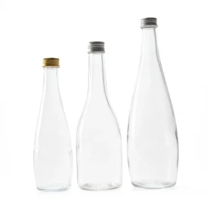 250ml 500ml Clear Glass Beverage Bottle with Black Twist Cap Glass Juice Container