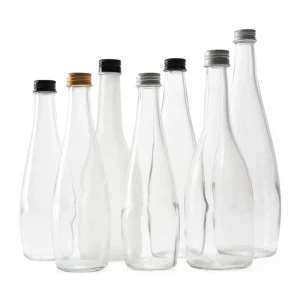 250ml 500ml Round Clear Glass Beverage Bottle with Oxygen Barrier Cap Glass Juice Container