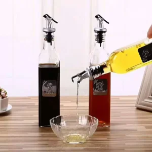 250ml 500ml Vinegar Sauce Bottle Oiler Cruet Round Glass Olive Oil Bottle with Cap