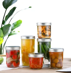 250ml 8oz Glass Mason Canning Jar with White Cap and Airtight Glass Lid for Jam, Candy, Milk, and Cake