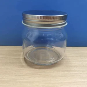250ml Clear Glass Food Storage Jar with Wide Mouth and Metal Lid