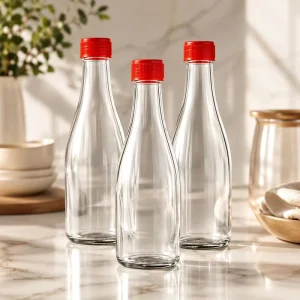 250ml Clear Glass Liquor Bottles with Red Screw Caps for Wine, Whisky, Brandy and Beverage Packaging