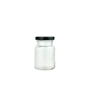 250ml Food Packaging Thick Glass Honey Bottle Custom Transparent Food Storage Jar Household with Gold Screw Black Silver Lid