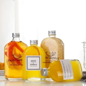 250ml Round or Square Thickened Crystal Glass Beverage Bottle for Juice, Fruit Wine, Milk Tea, and Enzyme