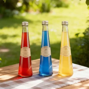 250ml Tapered Conical Glass Beverage Bottle with Label