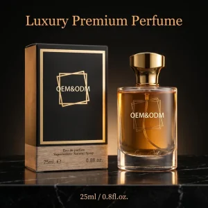25ml Luxury Square Print Eau De Parfum Scent Perfume Glass Bottle with Gold Cutting Cap Support Custom OEM ODM