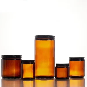 25oz 50oz 750ml 1500ml Large Mouth Round Amber Soy Wax Candle Jar with Screw Cap