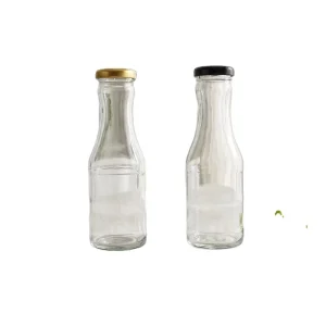 260ml 350ml 500ml Round Empty Long Neck Stout Glass Bottle With Custom Printing for Juice Salad Dressing Beverage Sauce