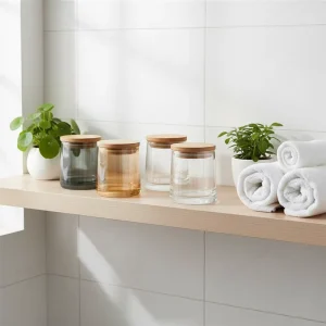 270 ml Minimalist Empty Glass Candle Jar with Bamboo Lid