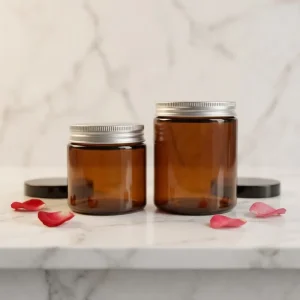 270ml Amber Glass Candle Jar With Aluminum Lid