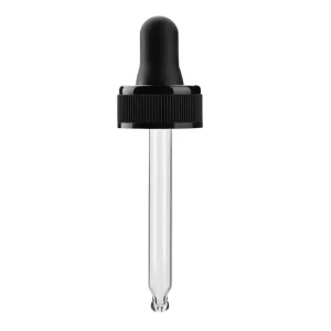 28/400 Ribbed Black Closure for Glass Dropper Bottles, 250ml and 500ml Medicine Bottles