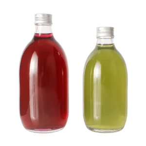 280ml 350ml 500ml Empty Clear Round Glass Beverage Bottle with Aluminum Cap
