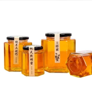 280ml 380ml Hexagonal Glass Sauce and Honey Jars