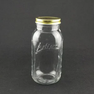 2L Clear Glass Mason Jar with Tinplate Lid for Camping, Canning, and Storage