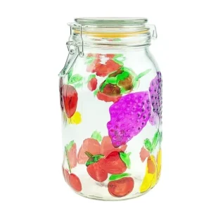 2L Coloured Glass Honey Jar with Metal Clip Plastic Gasket and Glass Lid Food-Safe Storage Container