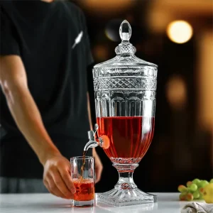 2L Glass Beverage Dispenser with Stainless Steel Spigot for Parties