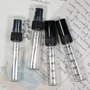 2ml 3ml 5ml 10ml Empty Clear Glass Perfume Spray Bottle with Screw Lid and Custom Logo
