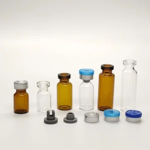 2ml Clear Amber Glass Vial with Rubber Stopper and Aluminum Cap for Medicine Pack