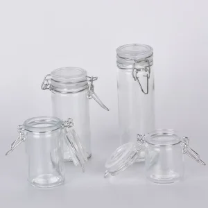 2oz 3.4oz 4oz Mini Wide Mouth Round Clear Glass Spice Jars with Airtight Clamp Lids