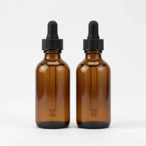 2oz 60m Amber Boston Round Glass Essential Oil Dropper Bottle and Serum Glass Bottle for Cosmetic Packaging