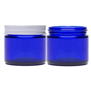 2oz 60ml Cobalt Blue Straight-Sided Glass Cream Jar with Lid for Body Butter and Powder