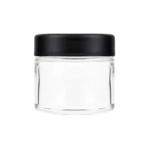 2oz Child-Resistant Glass Jar with Black Cap, 3.5g