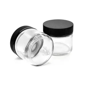 2oz Round Jar Straight Sided Clear Glass Jars Airtight Glass Jar with Child Resistant Lids Ideal for Flower